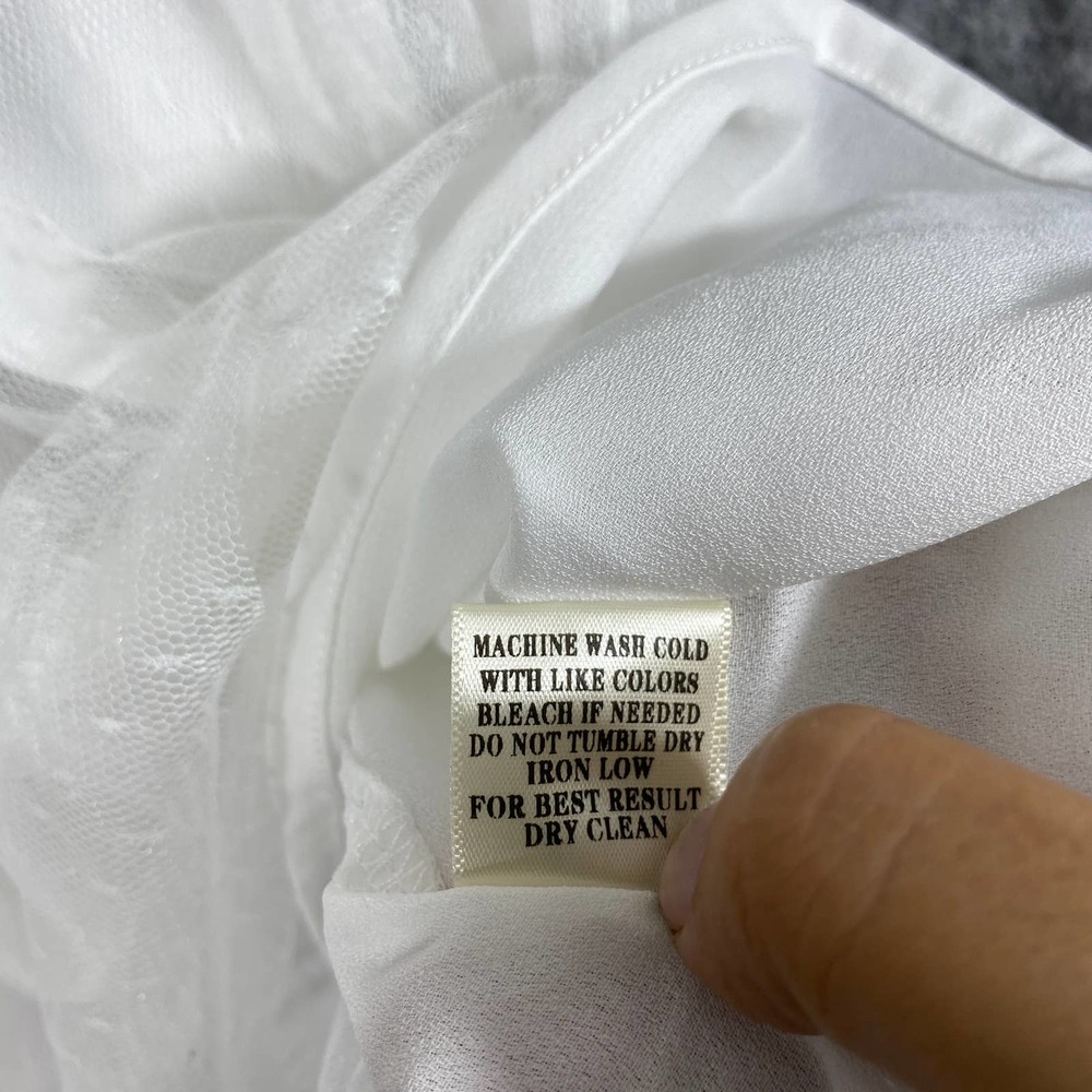 NWT Very J Dress Small White Embellished Mesh Babydoll Mini Short Sleeve A-Line - Picture 8 of 10